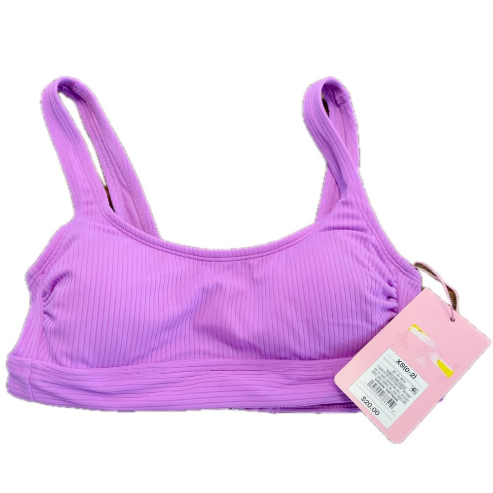 NWT Stoney Clover Ribbed Bikini Swim Top in Purple -  XS (0-2)